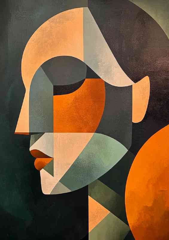 Abstract face in the style of geometric soft tones | Poster