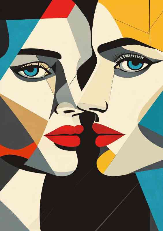Abstract portrait of two people male and female | Di-Bond
