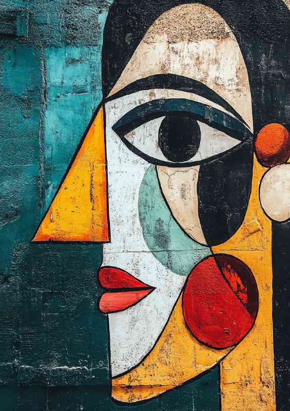 Abstract street art a face made of different colors lady face series | Canvas