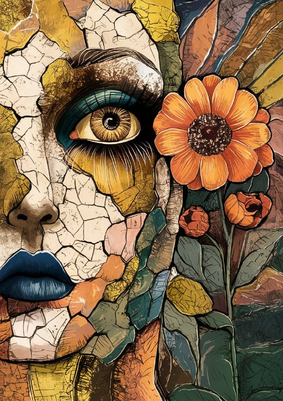 An illustration of a close up of a face cracked | Poster