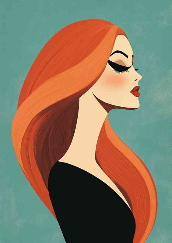 Glamorous woman with long red hair | Canvas