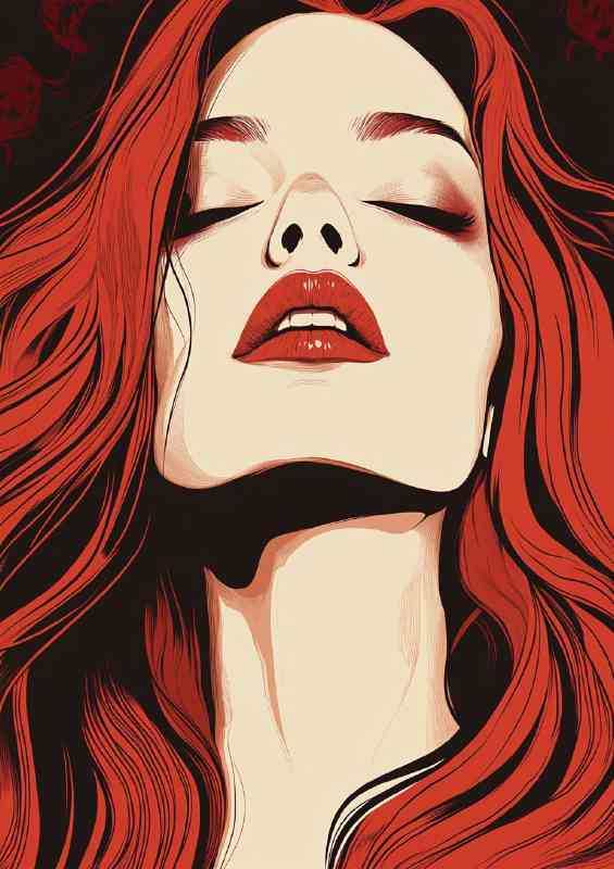 Pop art woman with long red hair | Metal Poster