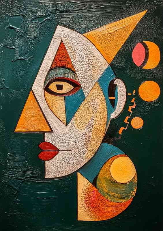 Surreal painting of a face with an elongated triangular shapes | Di-Bond