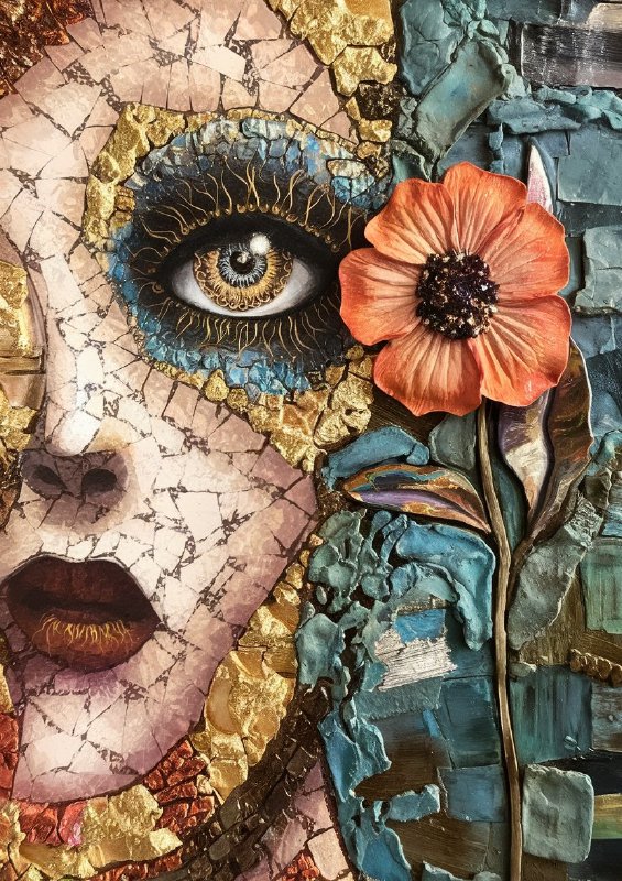 The beautiful face cracked with flowers | Di-Bond
