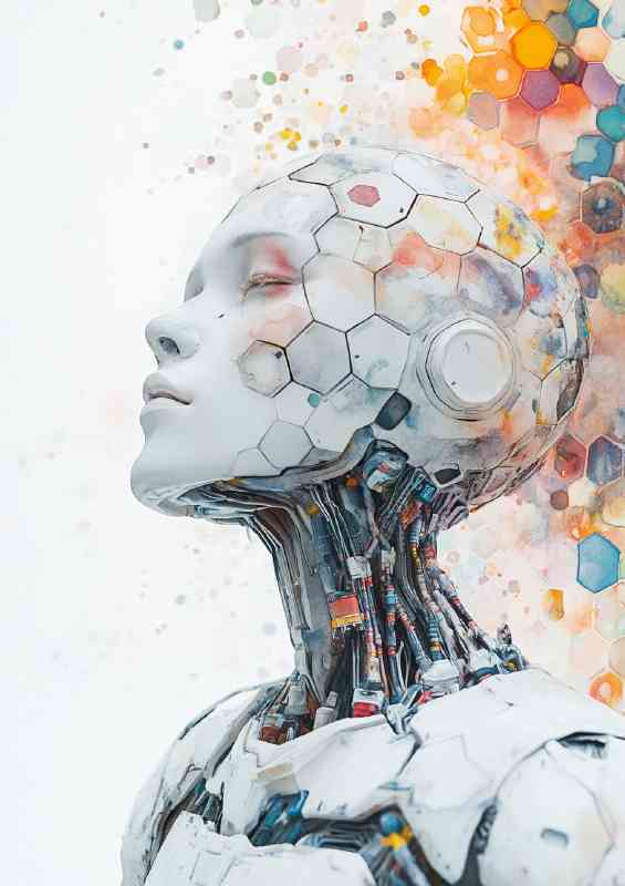 Watercolor portrait of a humanoid robot | Di-Bond
