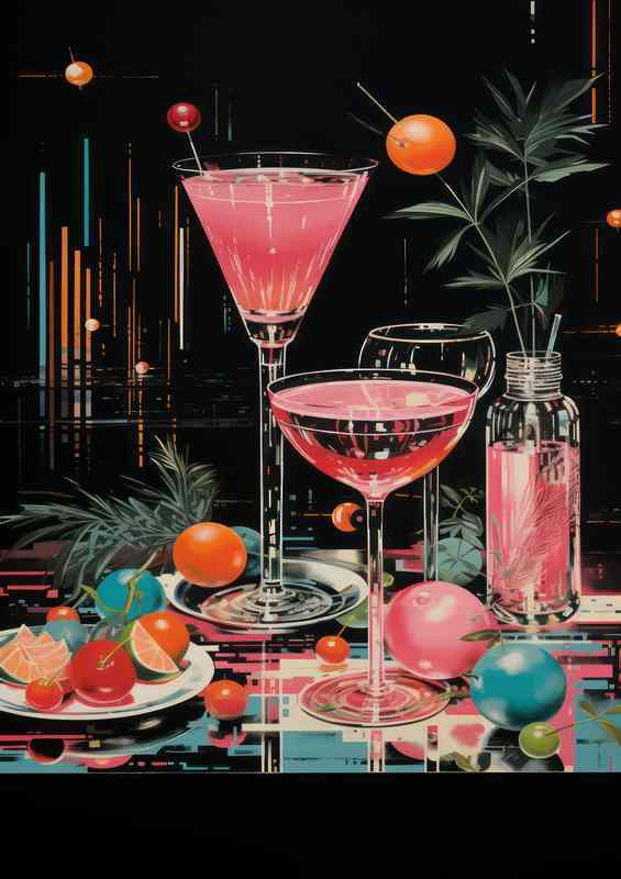 Cocktail hour pink martini retro style | Di-Bond