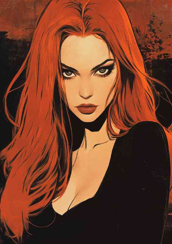 Woman with long red hair and great eyes | Canvas