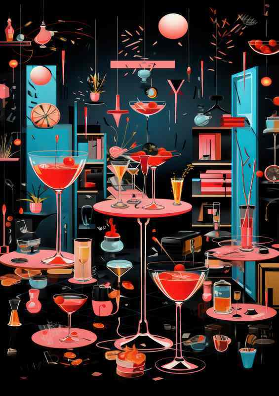 Cocktail party all night long drinks | Metal Poster
