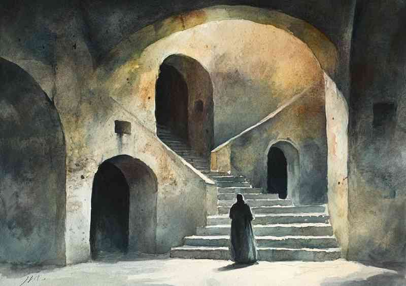 Watercolor painting of a staircase | Canvas