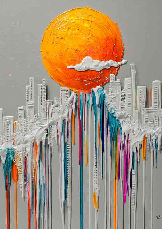 Embossed acrylic painting on canvas of the sun splash | Canvas