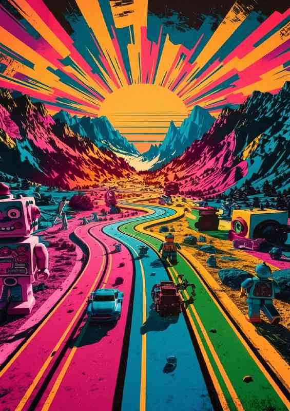 Pop art into the valleys | Metal Poster
