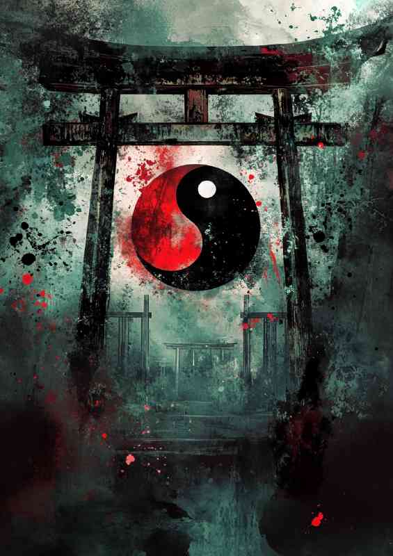 Yin yang symbol a torii gate | Metal Poster