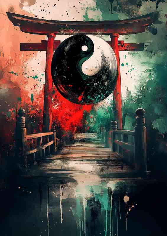 Yin yang symbol a torii gate in the background | Di-Bond