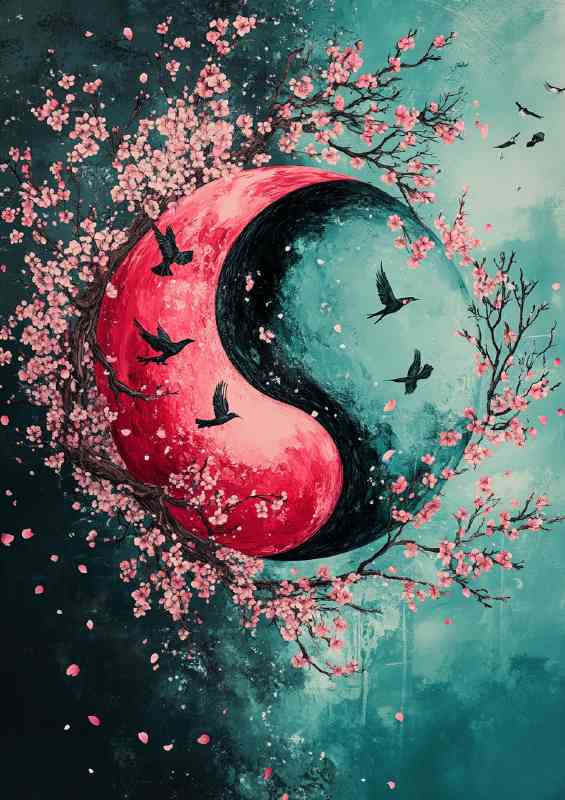 Yin yang symbol with one half in pink and red | Di-Bond