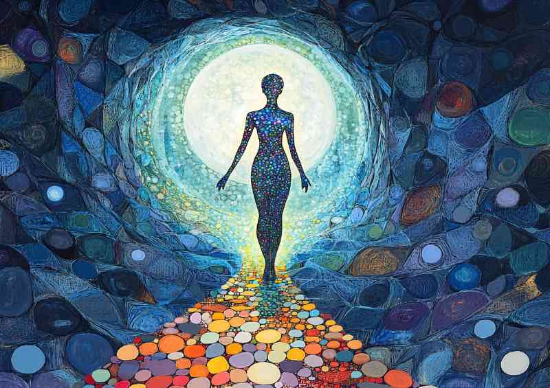 Woman made of many colorful circles | Di-Bond