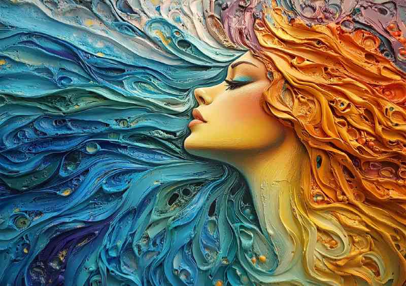 Woman made of paint her hair flow | Di-Bond