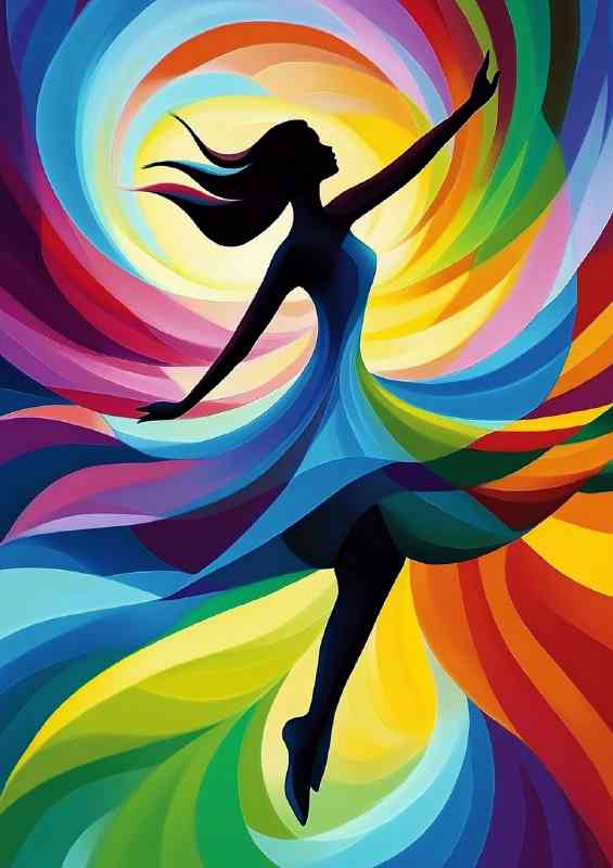 Abstract Woman in a swirl full body multi colored dress | Canvas