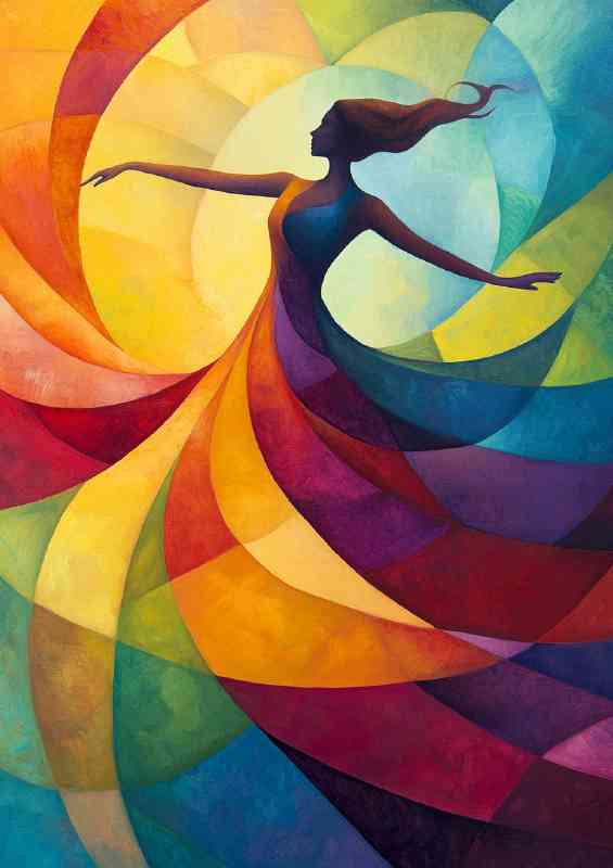 Abstract Woman in a swirl full body multi colors | Di-Bond