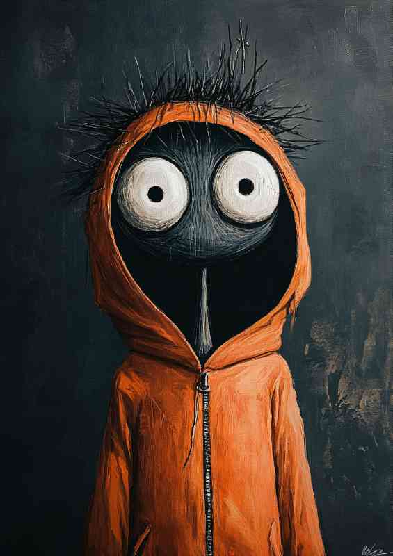Cartoon style boy in the orange hoodie | Di-Bond