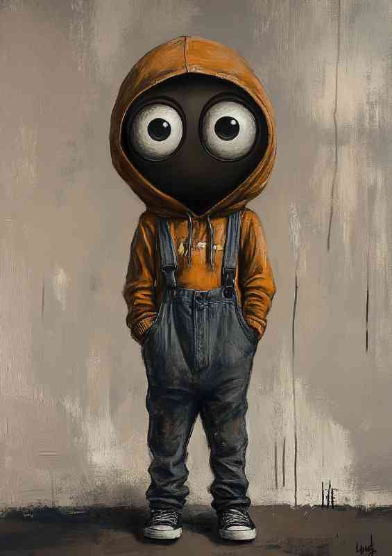 Little boy in dungarees orange hoodie series | Di-Bond