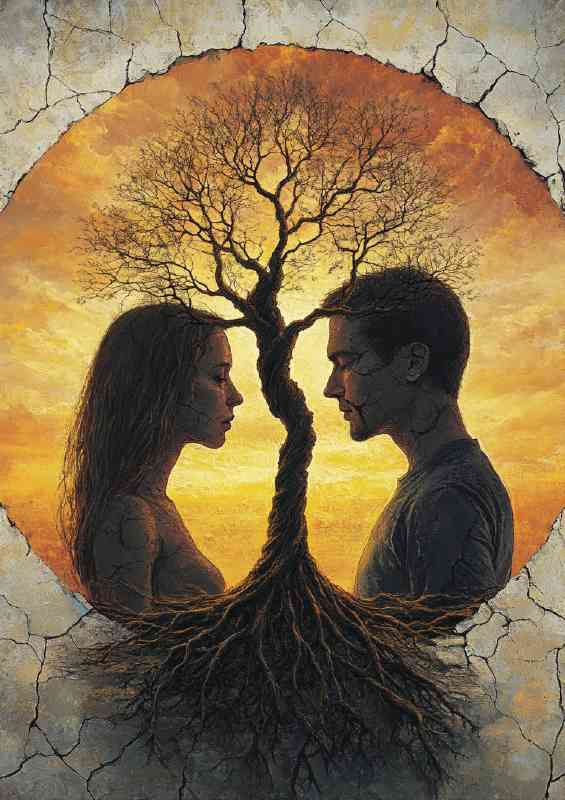 Man and woman standfacing each other | Di-Bond