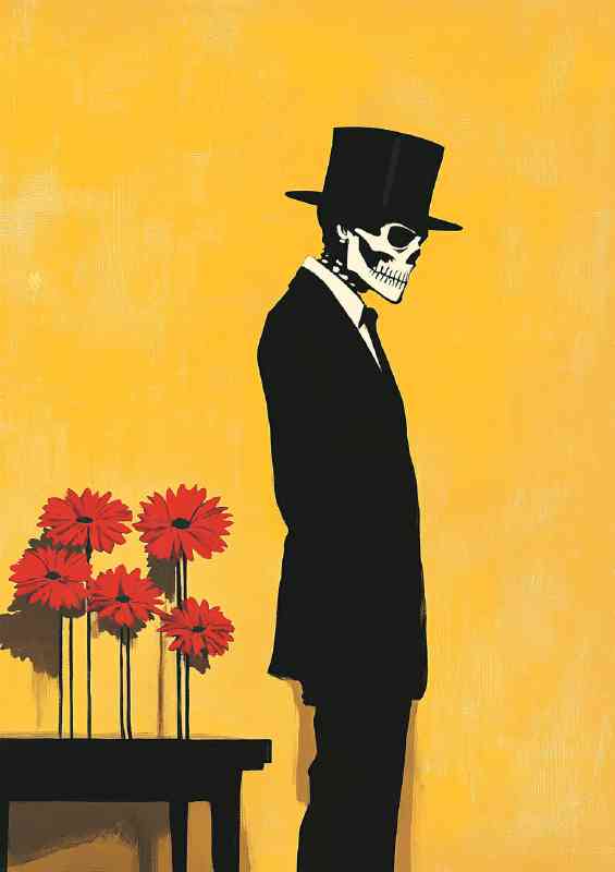 Man in a black suit and top hat skull like | Poster
