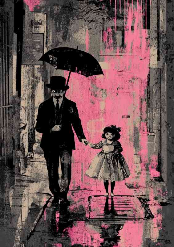 Painted graffiti art grandpa and the girl | Poster