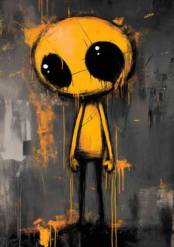 Stick figure cartoon character in yellow and black | Poster