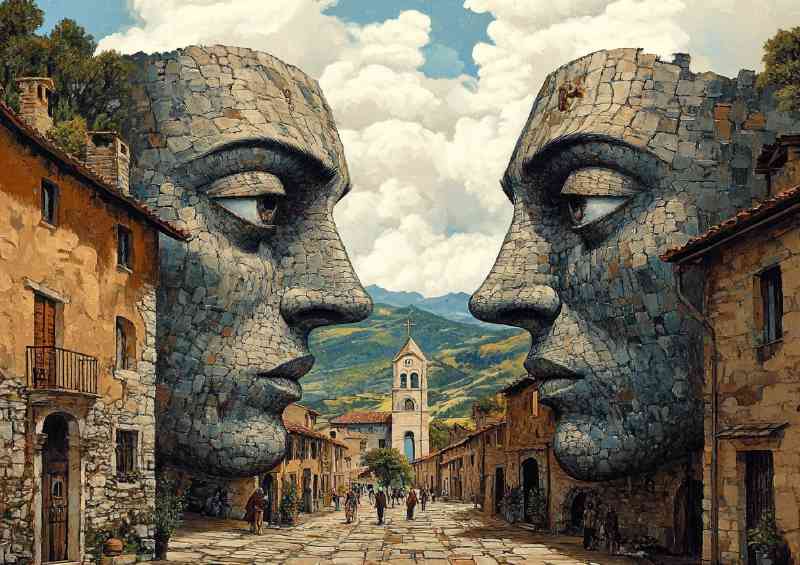 A medieval street in the mountains of Italy surreal | Di-Bond
