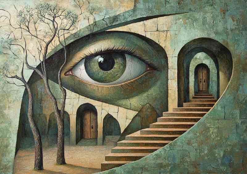 A surreal painting of an eye with trees | Poster