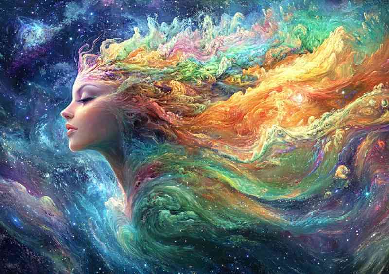 Colorful woman made of paint and swirls | Poster