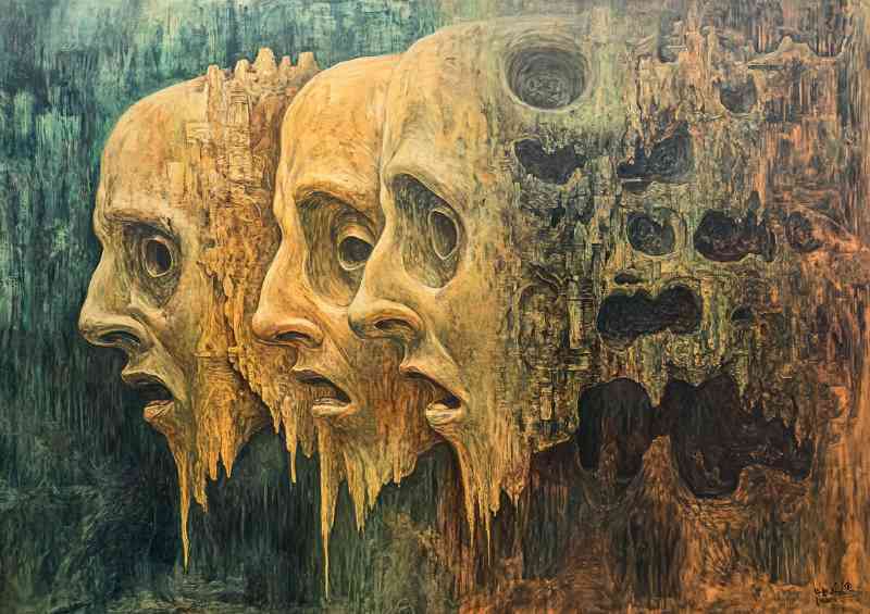 Oil painting in the style of disapearing faces | Poster