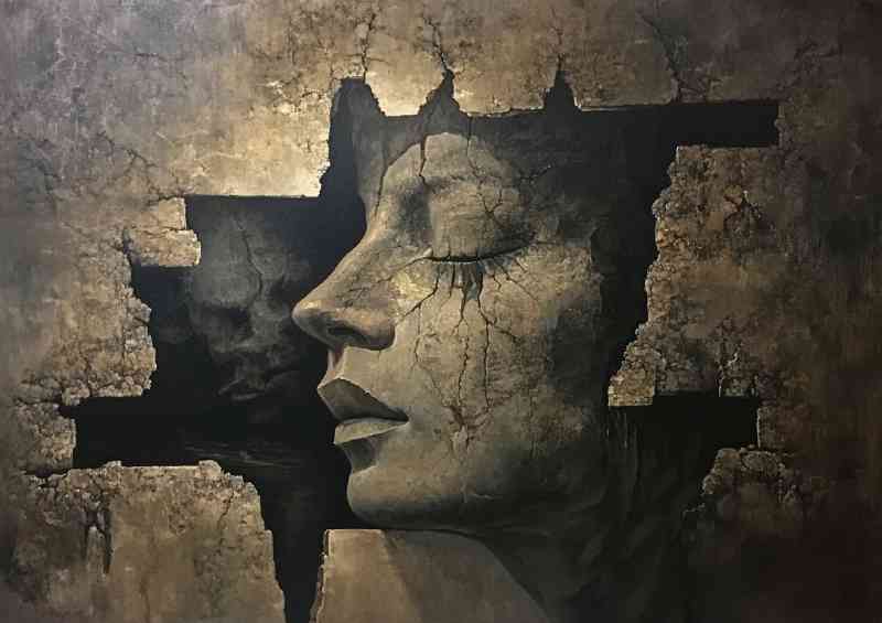Oil paintingcracks and faces | Poster