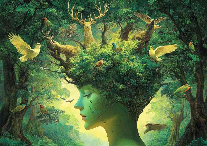 Surreal forest scene with trees shaped like animals | Poster