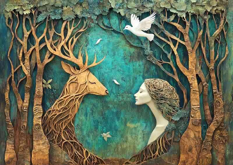 Surreal forest scene with trees shaped like deer | Poster