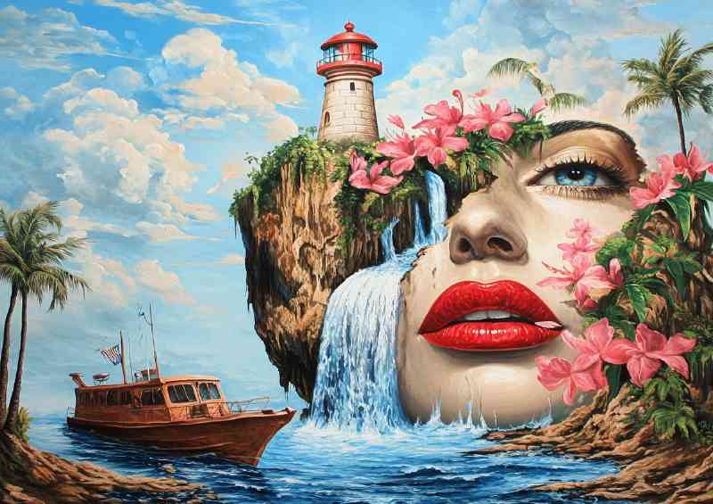 Surreal painting of a beautiful womans face | Di-Bond