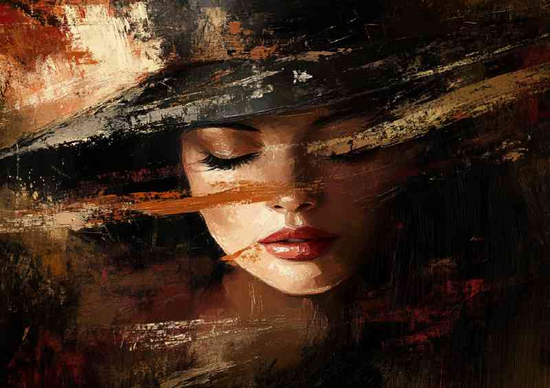 Woman with closed eyes wearing an elegant hat | Di-Bond