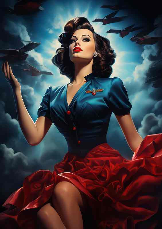 Renaissance Red Dress Retro Canvas