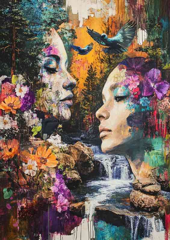 Beautiful painting depicting the faces of two women | Canvas