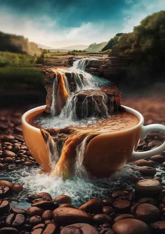 Cascading waterfall coffe cup | Canvas