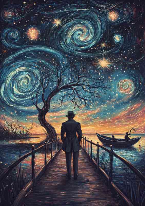Edwardian gentleman staning on the jetty | Metal Poster