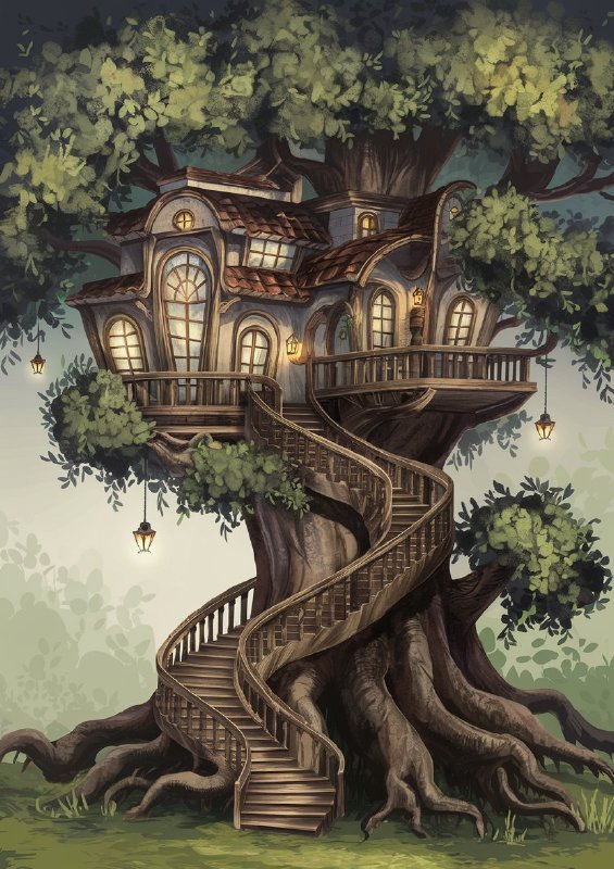 Fantastical treehouse nestled within the branches | Di-Bond