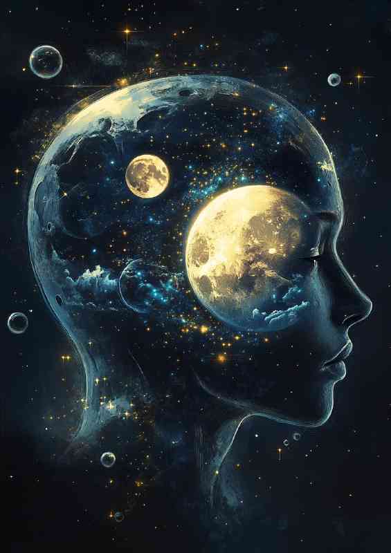 Open head with the moon inside surreal digital art | Canvas