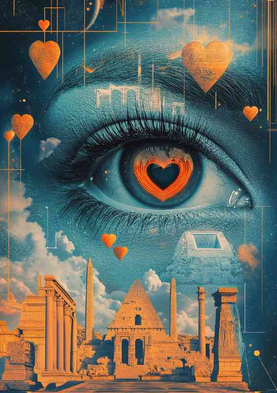 Surreal illustration of an eye with heart shaped iris | Di-Bond