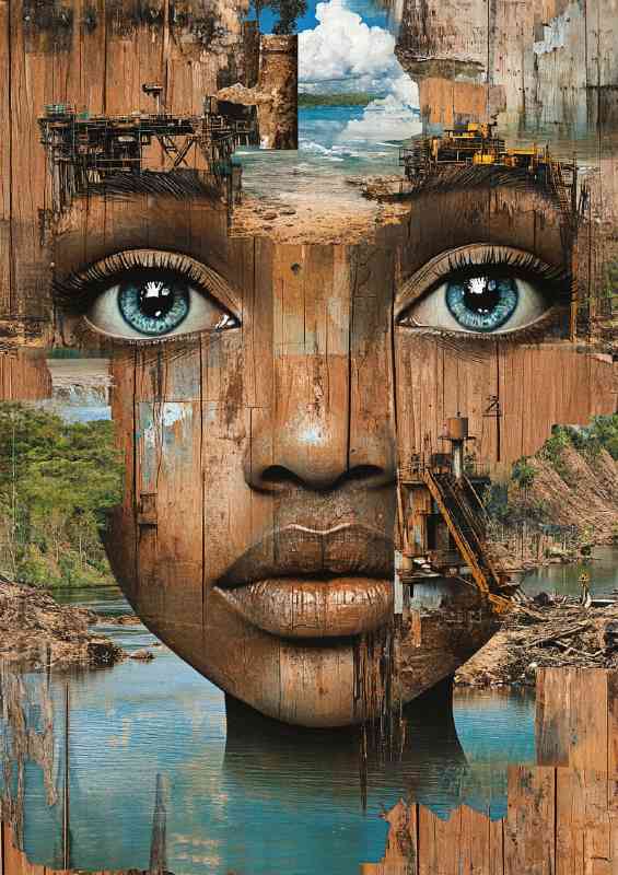 Surrealistic art of an African womans face | Di-Bond