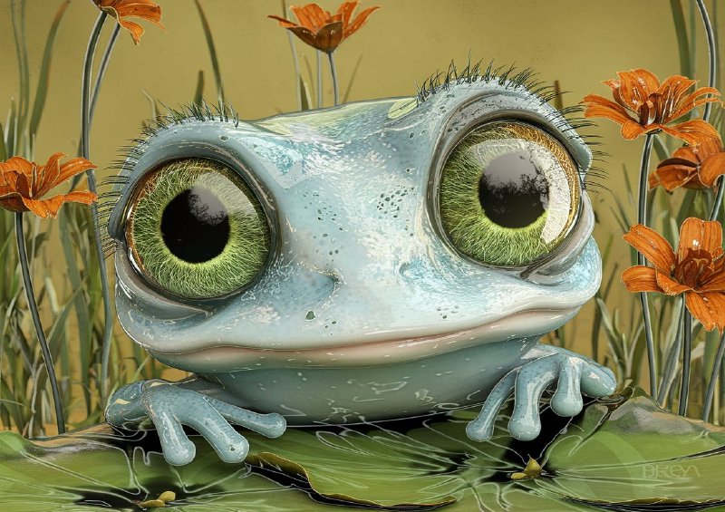 The green frog with the big eyes | Canvas