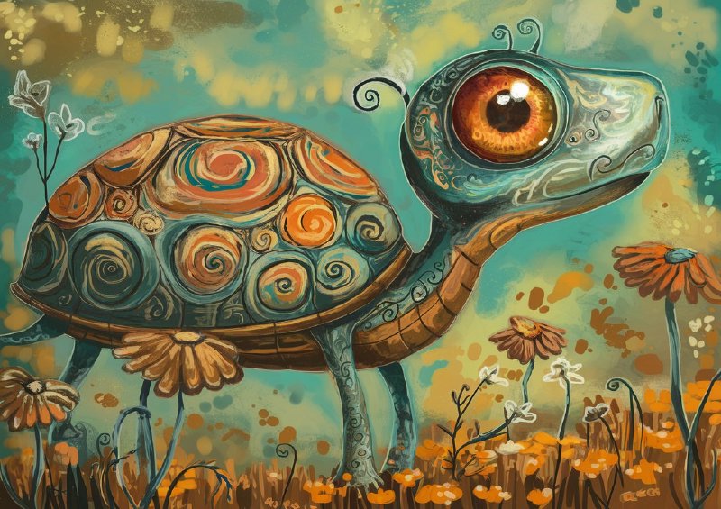 Tturtle like creature with a large round head | Di-Bond