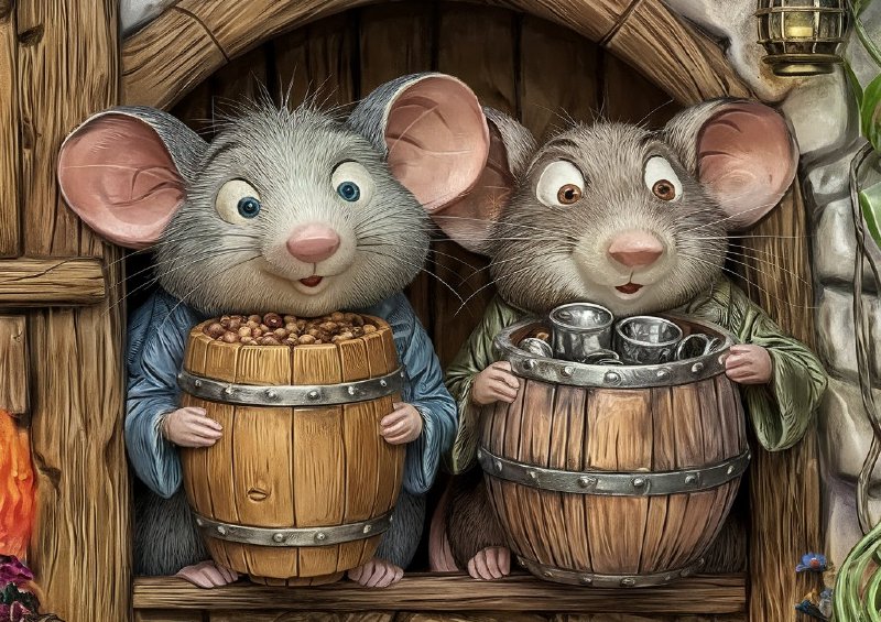 Two anthropomorphic mice peeking out | Poster