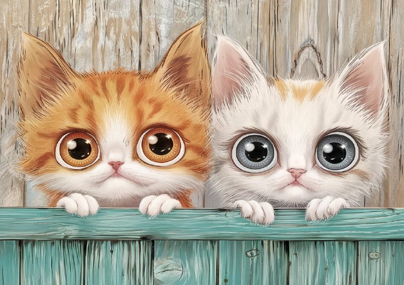 Two kittens with large expressive eyes | Metal Poster