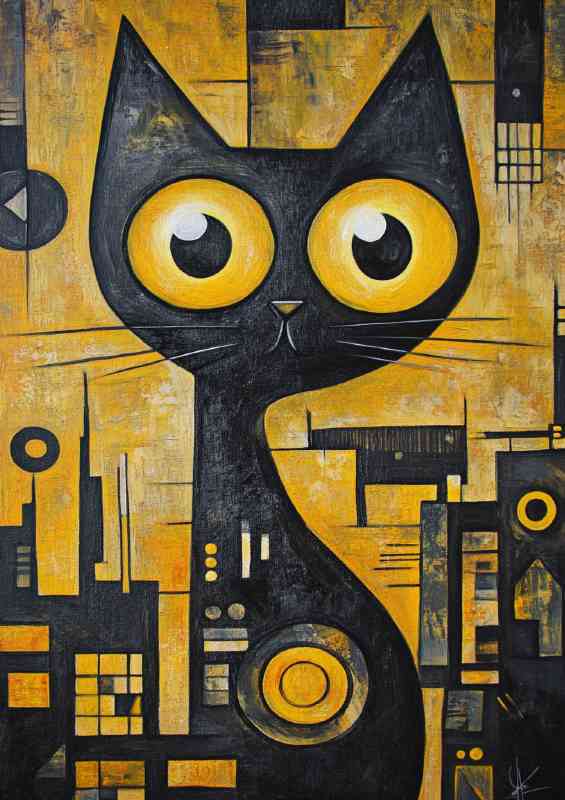 Abstract painting of a cat in the city | Canvas